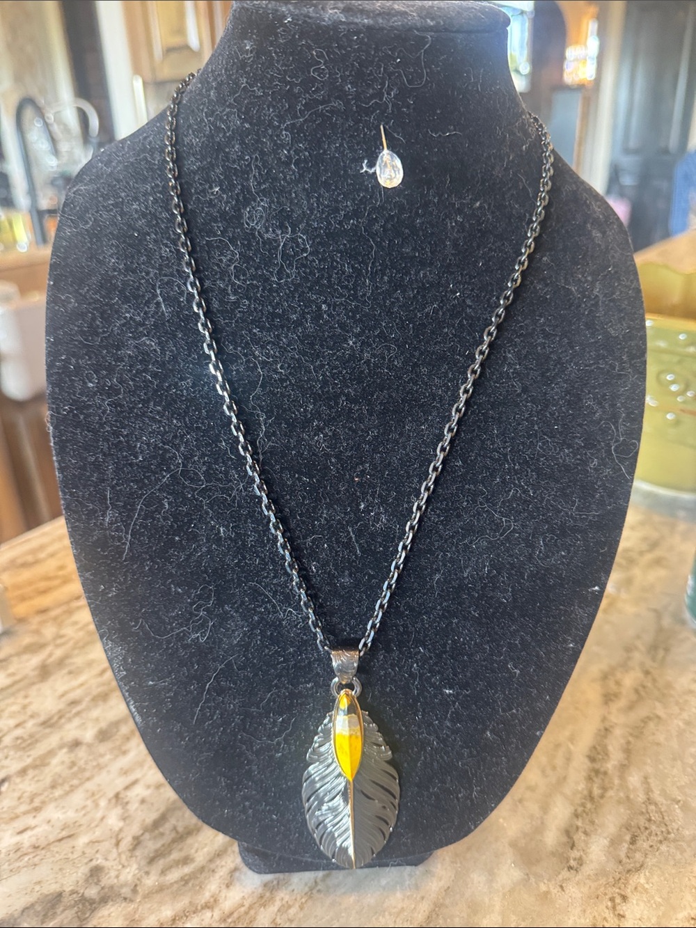 Montana Silversmiths Black Leaf Necklace with Yellow Accent